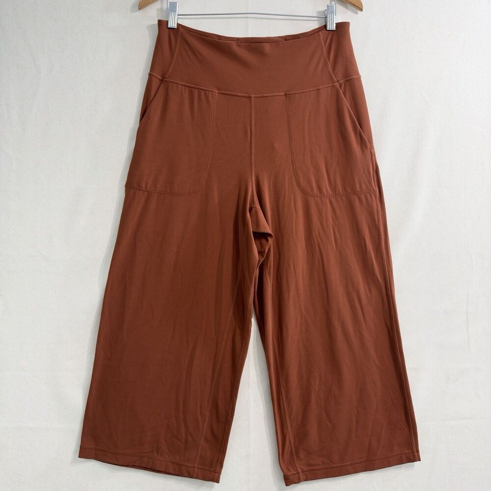 Lululemon Dark Terracotta Align Wide Leg Super-High-Rise Crop Sz 12 Pockets 23"